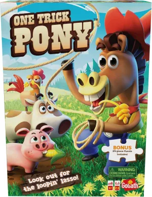 Round Up Animals Before Cowboy's Spinning Lasso exhibitor facility shoe measurable parade distribute Ropes You in - Includes 24-Piece Puzzle Goliath One Trick Pony Game w/ 24pc Puzzle - 
