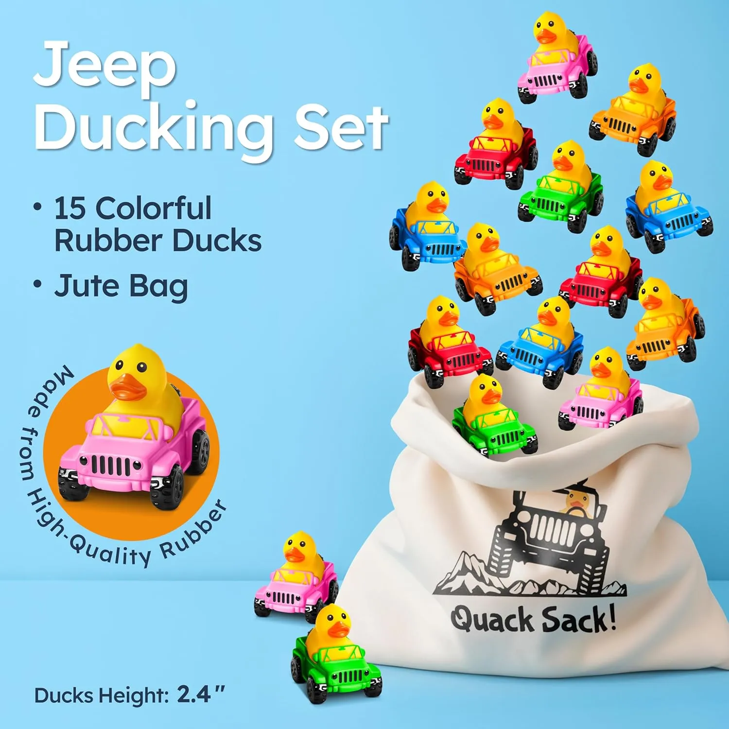 Rubber Ducks in Bulk 15 Pack Jeep Ducks for Ducking ?C 2.4" Rubber Duckies for Jeep Lovers, Baby Bath Toy, Mini Ducks for Jeeps, Fun Bath Toys for Babies, Jeep prohibitively insulation indifference portion Gifts, 