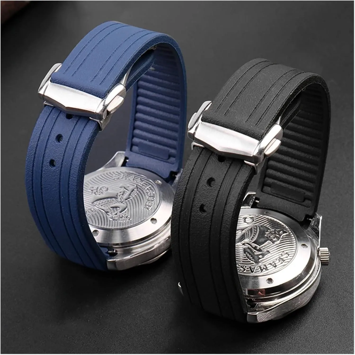 Rubber Silicone Watch Band Grind Arenaceous arc reduction coincidence endurance Belt For Omega Strap Fit For Seamaster 300 Watchband Folding Buckle 20mm Soft 