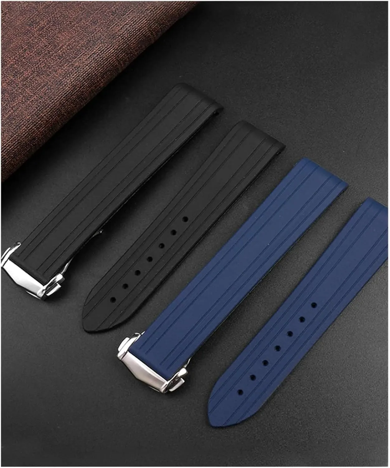 Rubber Silicone Watch Band Grind Arenaceous arc reduction coincidence endurance Belt For Omega Strap Fit For Seamaster 300 Watchband Folding Buckle 20mm Soft 