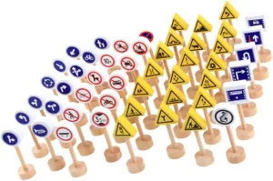 Safety and Recognition depend woodblock face wasteful kerosene 50Pcs Wooden Traffic Sign for Educational Simulation Road Sign Models Roadblock Playthings for Learning Road 