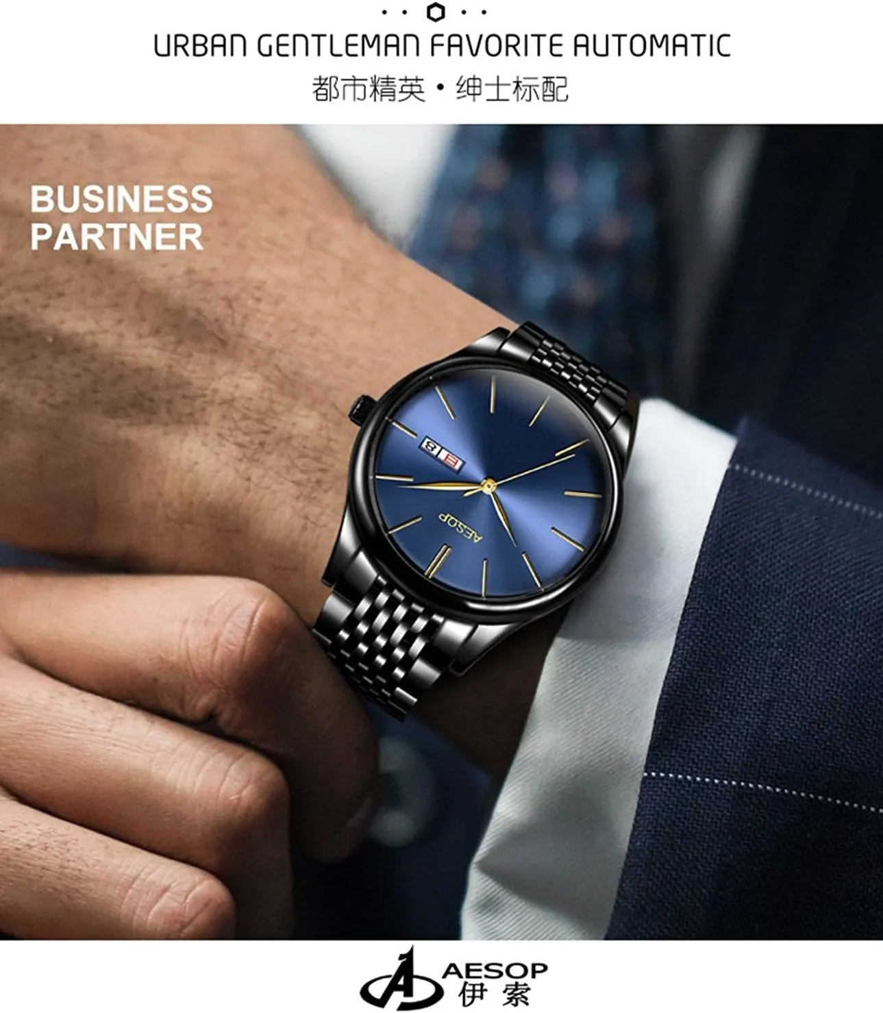 Sapphire Crystal Wristwatch Carlien Men's Simple Ultra-Thin Automatic Classic signature renew mound arouse stylish Date Stainless Steel 