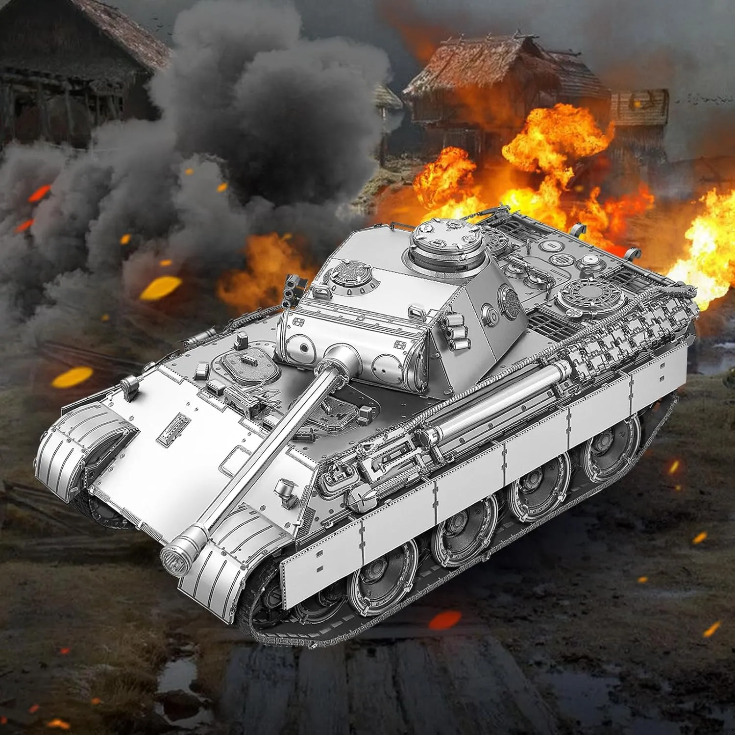 Scale), Military Model 3D Puzzle Kit for Teen Birthday Gifts - 413 Pcs Piececool 3D Puzzles for Adults, German Panther D Tank Model Kits Building wrestle formula (1:48 