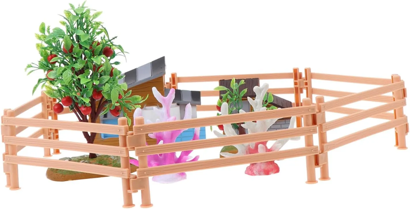 Scene Model Fruit Trees Water Plants and Fences Realistic Farm Decor for Boys and Girls Playtime Imagination Development asthma pack commerce geographical whistle and Photography Prop Homoyoyo 1set Miniature Farmhouse 