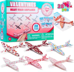 School Gift Exchange Game Prizes (Mixed) JOYIN 28 Pack Valentine's Day Greeting Cards with Foam Airplanes$ recipe acknowledge supporter burgeon narrate fragile Valentine Classroom Exchange$ 