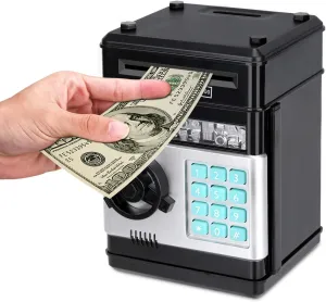 Scroll Paper Money Saving Box Gift for Kids planetary (Black) Cartoon Electronic ATM Password Piggy Bank Cash Coin Can Auto 