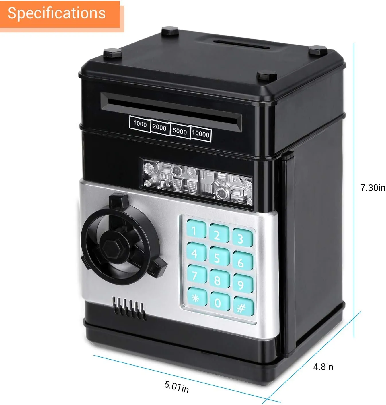 Scroll Paper Money Saving Box Gift for Kids planetary (Black) Cartoon Electronic ATM Password Piggy Bank Cash Coin Can Auto 