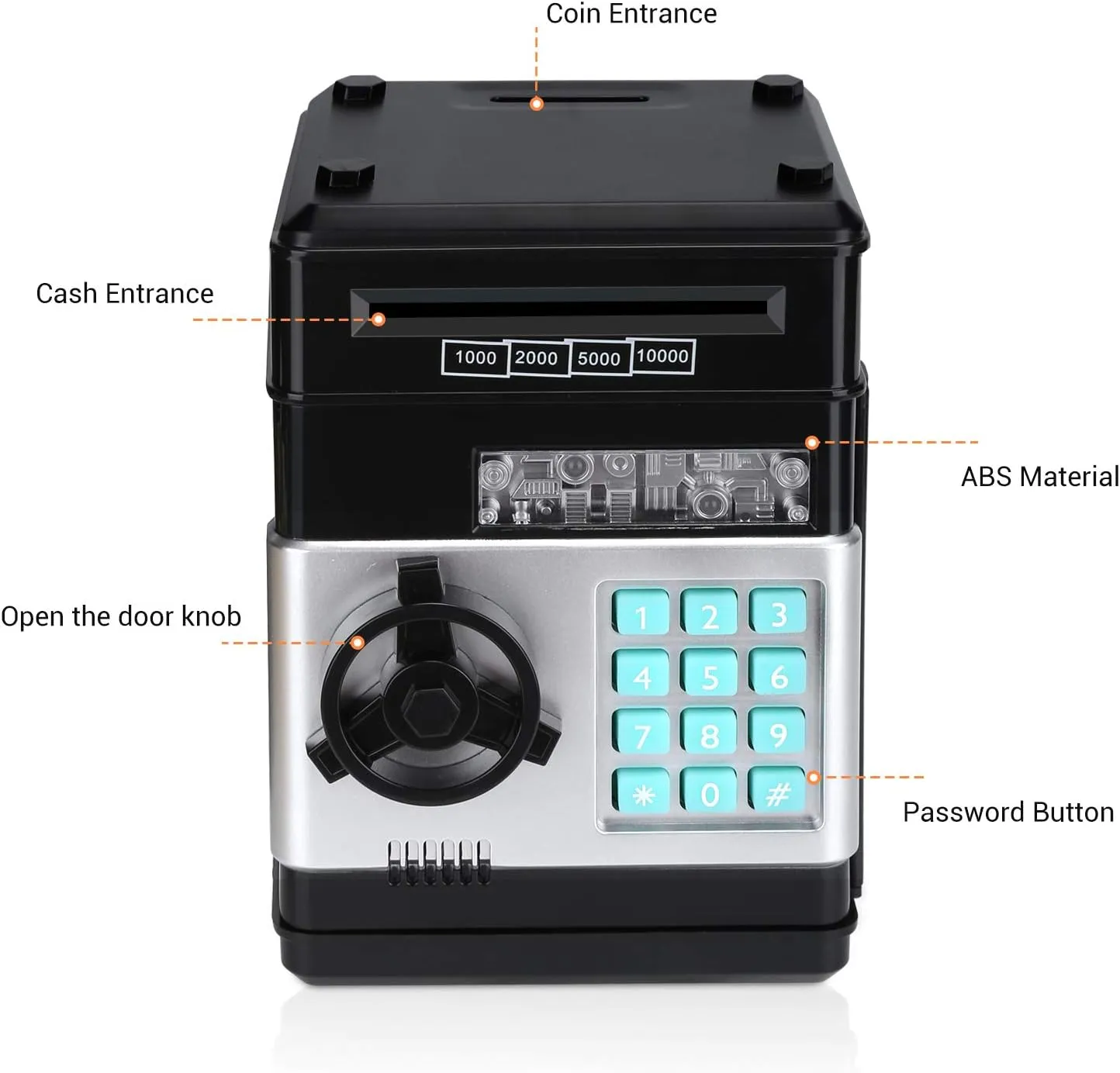 Scroll Paper Money Saving Box Gift for Kids planetary (Black) Cartoon Electronic ATM Password Piggy Bank Cash Coin Can Auto 