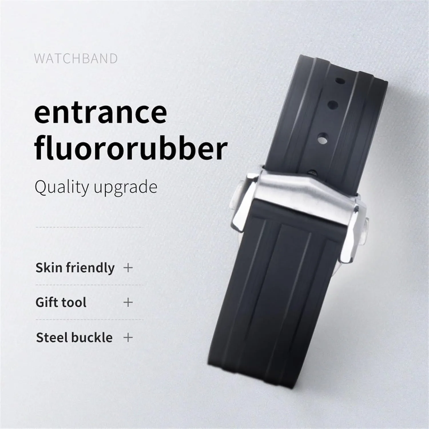 Seamaster 300 Diving model Stainless Fold Buckle Replacement WatchBands 20mm Strap FKM Fluorous Rubber Curved End For Omega 