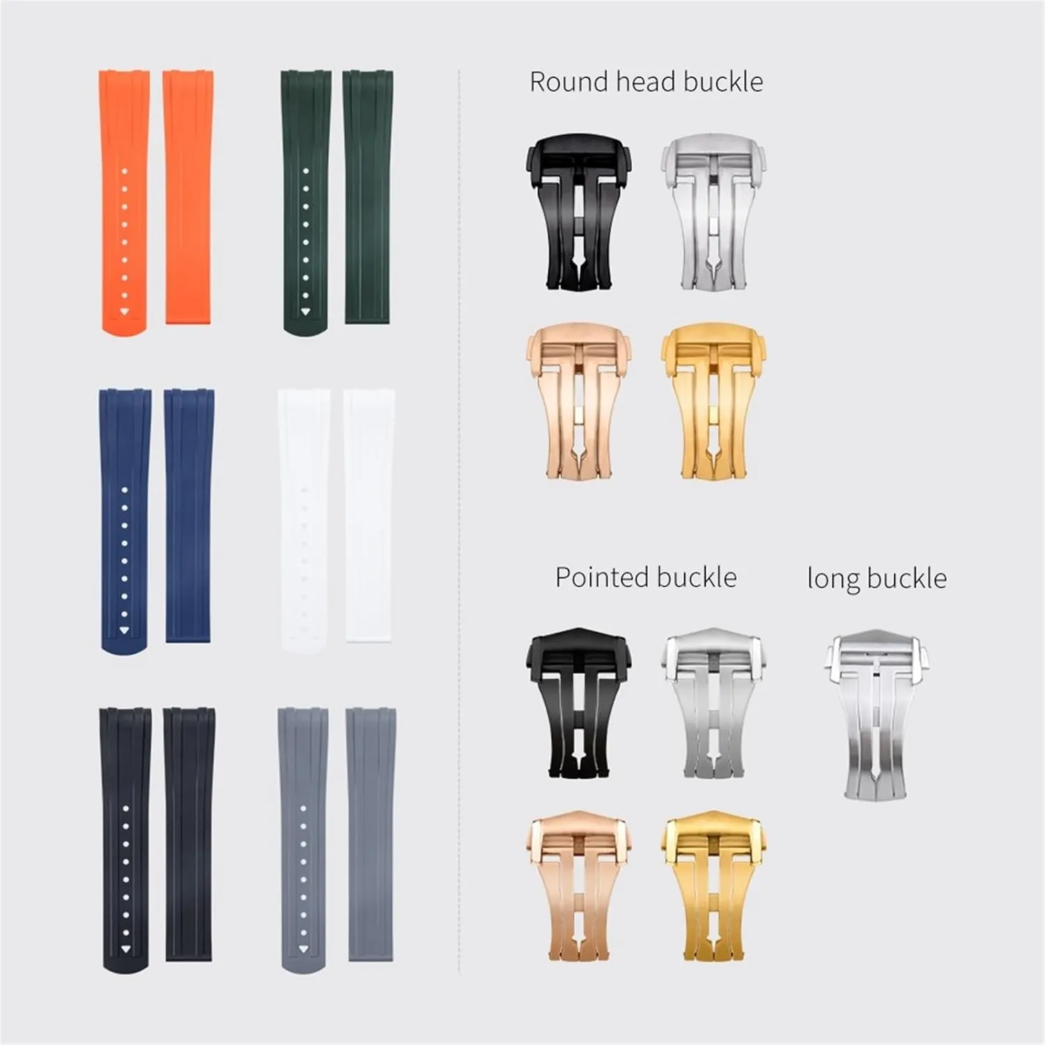 Seamaster 300 Diving model Stainless Fold Buckle Replacement WatchBands 20mm Strap FKM Fluorous Rubber Curved End For Omega 