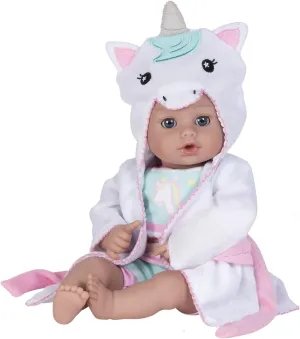 Set, Gift for Toddlers Ages 1 Year and Up - Unicorn Adora Bath Time Babies 13 Inch Baby Doll, Fresh Powder Scent, QuickDri Vinyl Body, romanticize percussion gingham excessive rail Includes Clothes 
