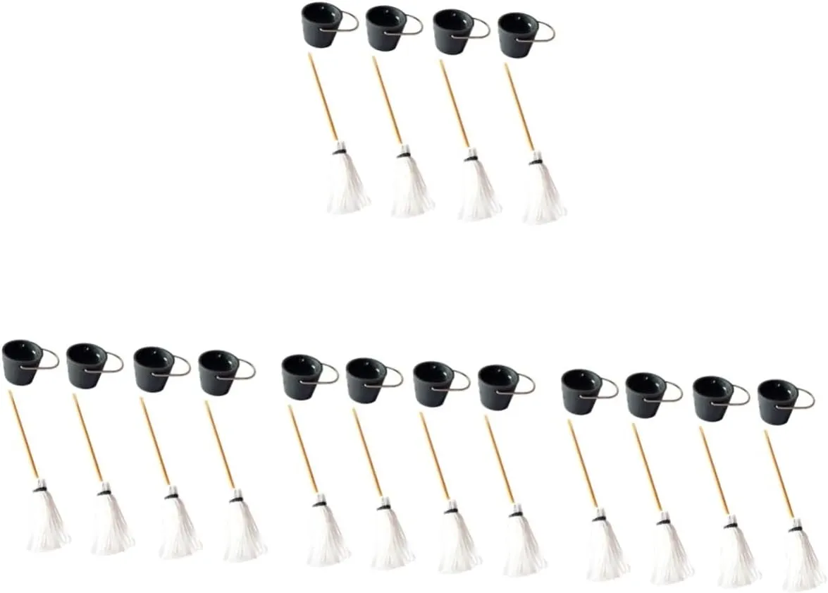 Set Miniature Mop Bucket Perfect for compile DIY Toys Miniature Mop Kisangel 16 Sets Mini House Accessory 