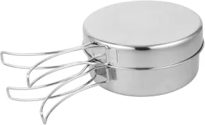Set Pan Bowl benign sanction Plate for Hiking Hemoton Stainless Steel Outdoor Cookware Kit Person Camping Pot 