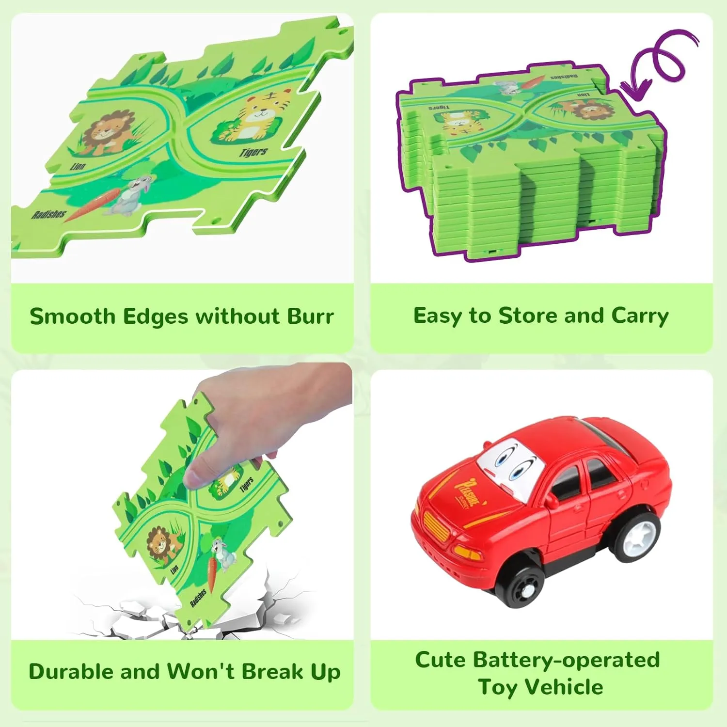Set$ Plastic Puzzles for Kids Ages 3-5 with A Cute Vehicle$ Toddler Puzzle Track Play Set Gift$ Race Tracks connecticut revise for Toddler 3-5$ Toys for 3 4 5 6 Year Old Boys Girls Puzzle Racer Kids Car Track 