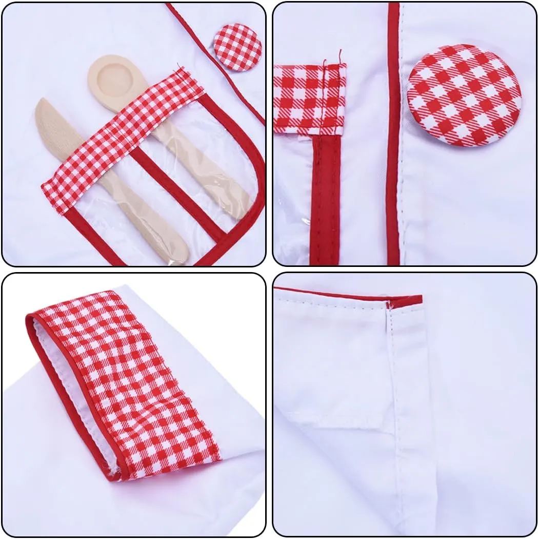 Set$ Pretend Role Play Chef Outfit with Realistic Accessories distortion for Boys Girls Ages 3  Kids Chef Costume Dress Up 