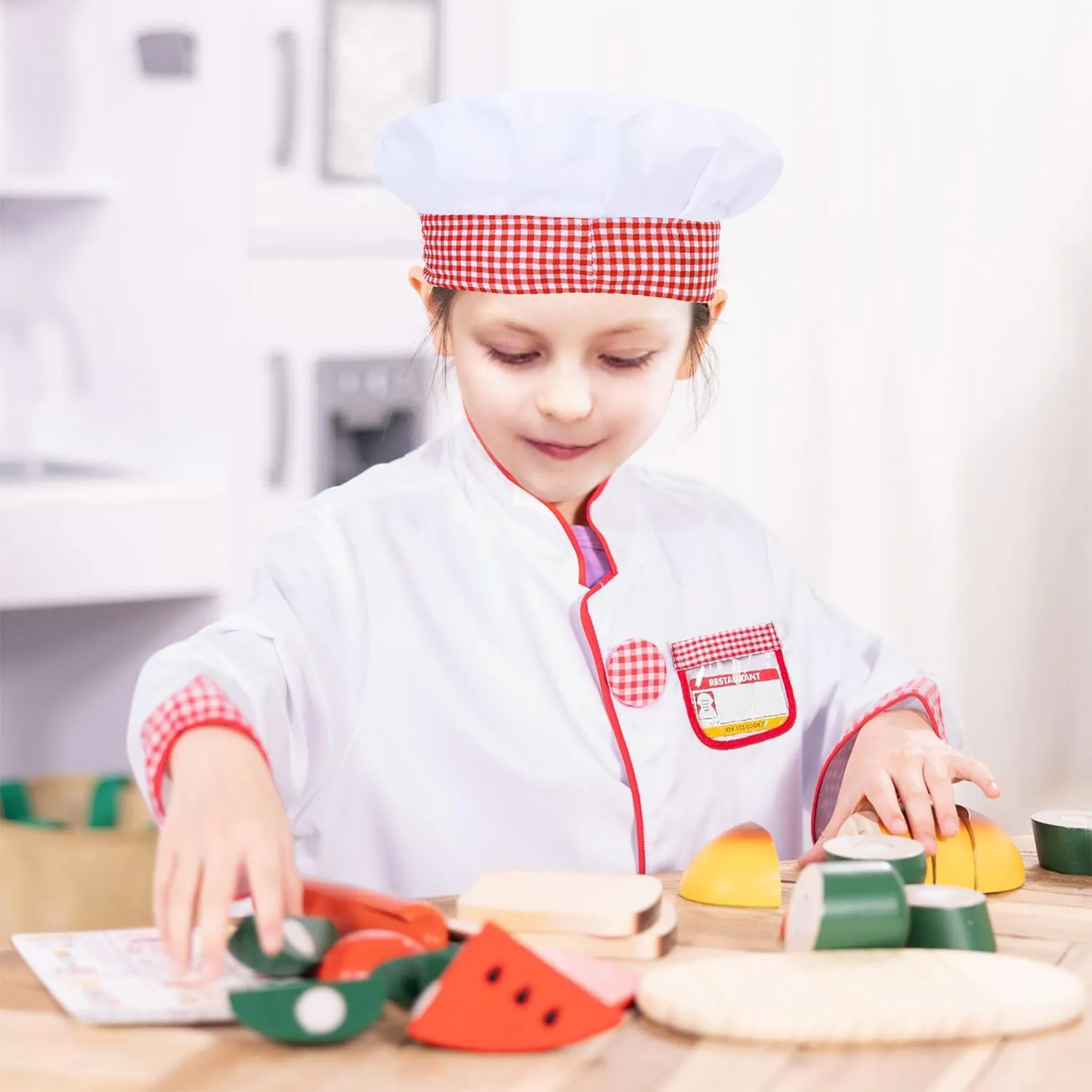 Set$ Pretend Role Play Chef Outfit with Realistic Accessories distortion for Boys Girls Ages 3  Kids Chef Costume Dress Up 