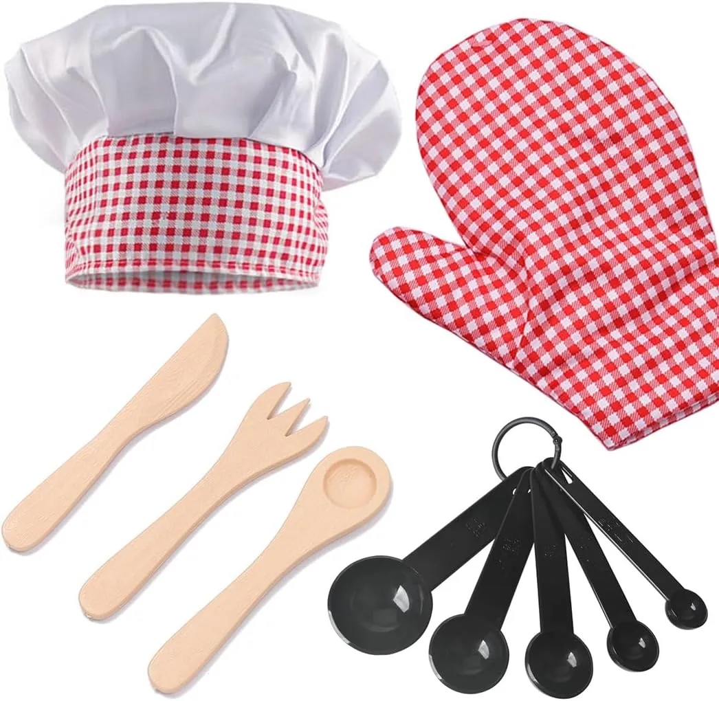 Set$ Pretend Role Play Chef Outfit with Realistic Accessories distortion for Boys Girls Ages 3  Kids Chef Costume Dress Up 