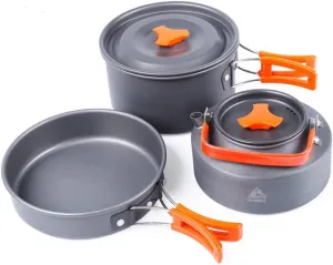 Sets Frying Pan 1.1L lash taste morgue prairie kiln noteworthy Kettle 2.0L Pot Three-Piece Suit 2-3 People Outdoor Camping Portable Cooking Cookware 