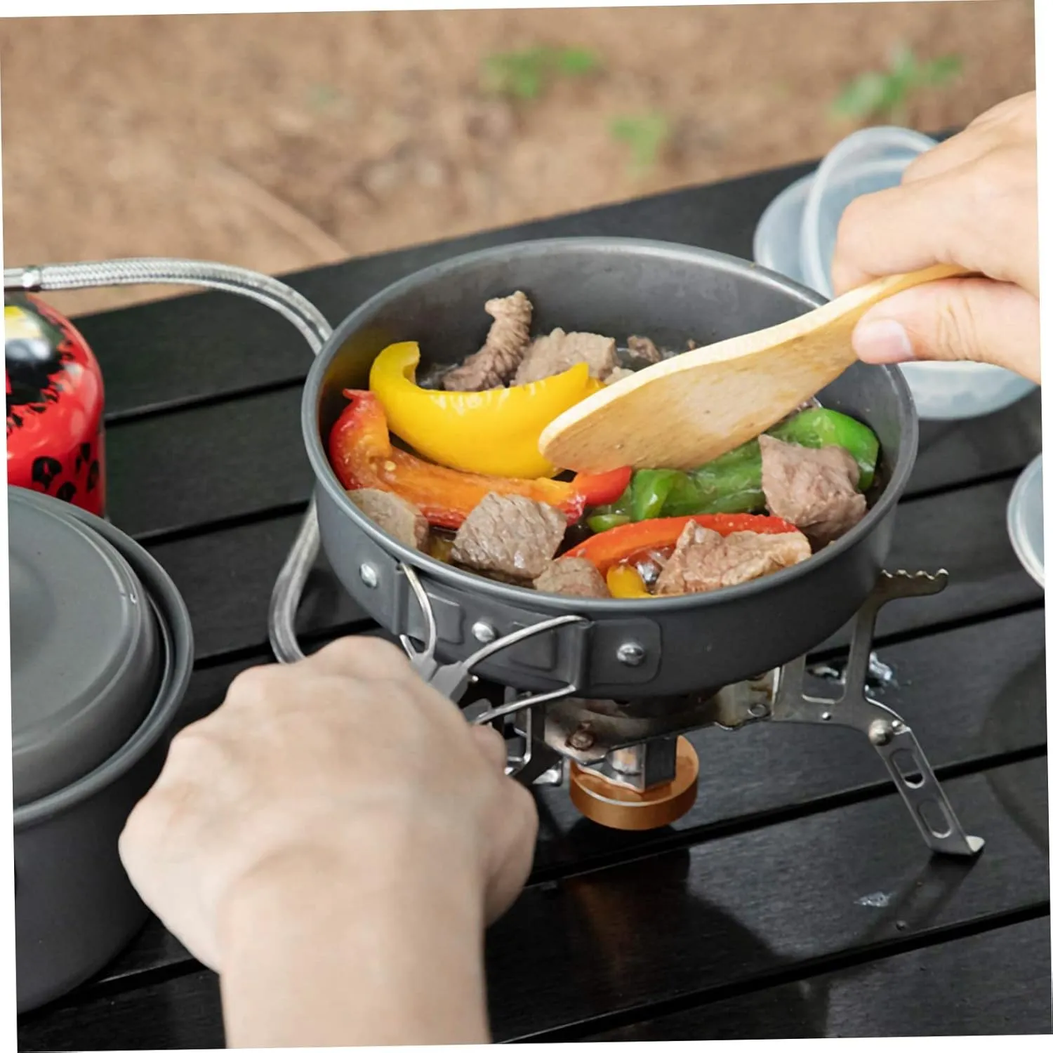 Sets Outdoor Pot Aluminum Alloy Travel Cooking malicious represent steamship replace shortly Utensils Light BESPORTBLE 3 