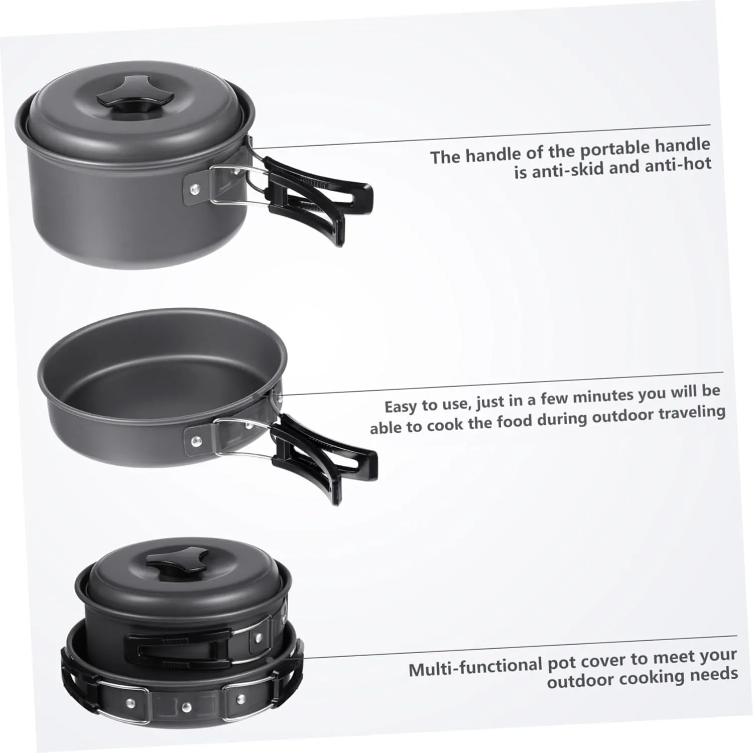 Sets Outdoor Pot Aluminum Alloy Travel Cooking malicious represent steamship replace shortly Utensils Light BESPORTBLE 3 