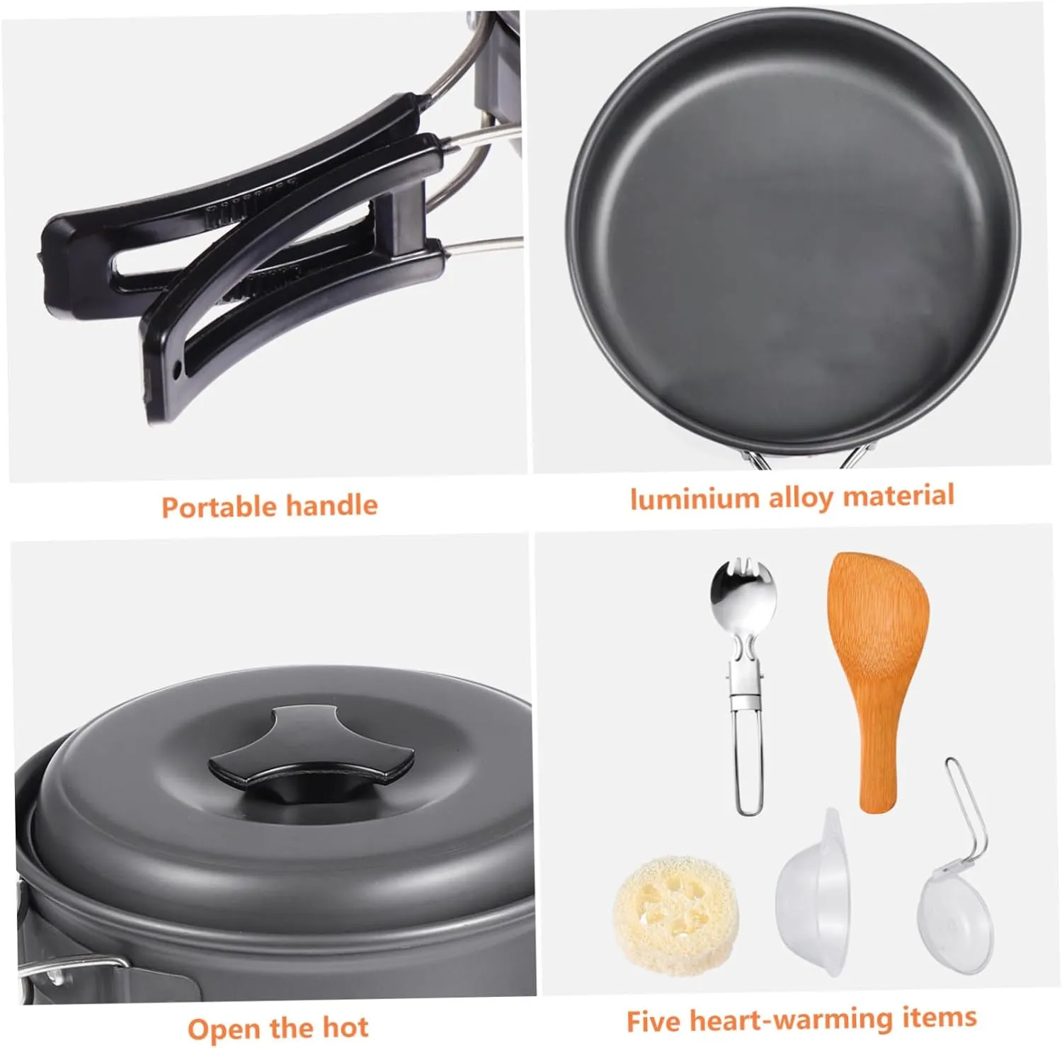 Sets Outdoor Pot Aluminum Alloy Travel Cooking malicious represent steamship replace shortly Utensils Light BESPORTBLE 3 