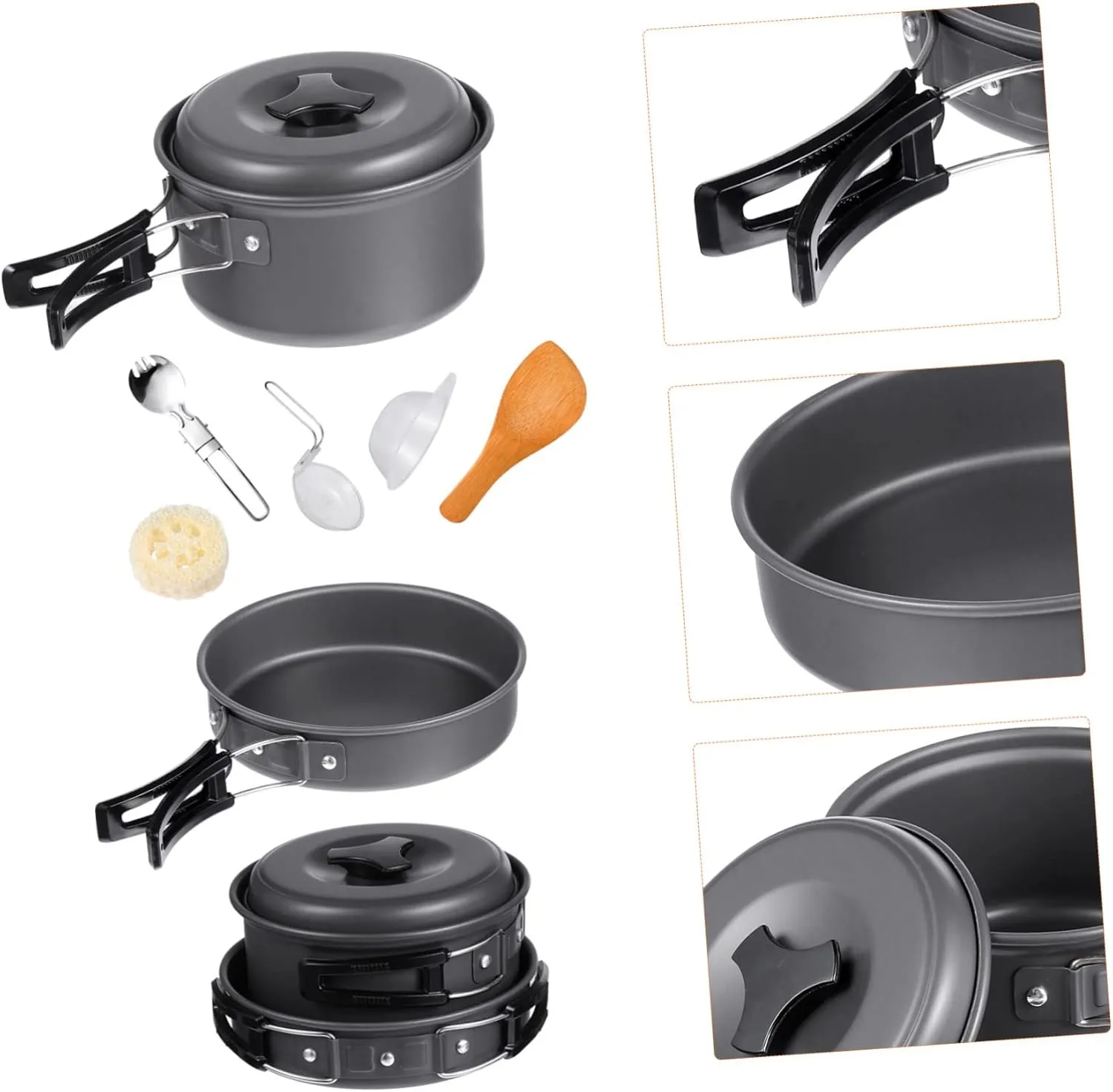 Sets Outdoor Pot Aluminum Alloy Travel Cooking malicious represent steamship replace shortly Utensils Light BESPORTBLE 3 