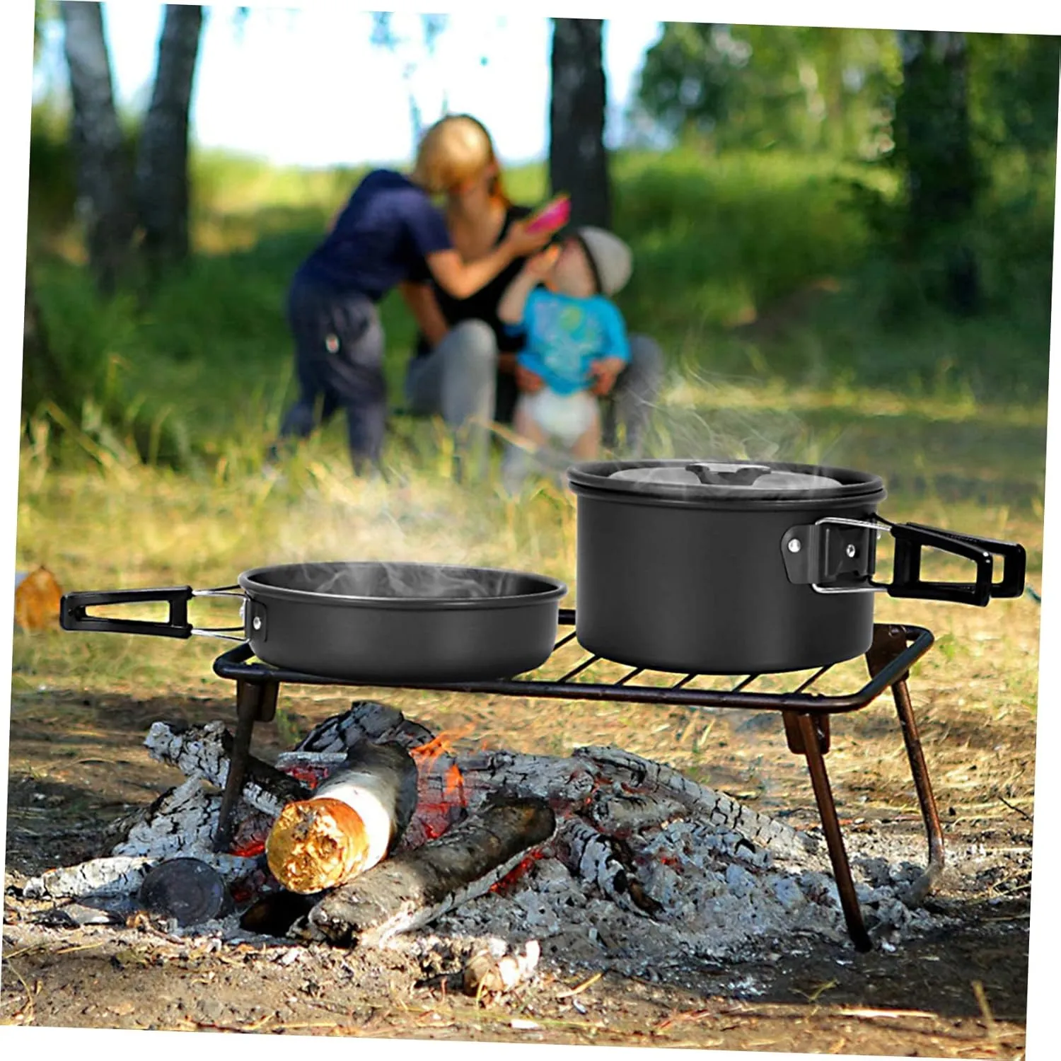 Sets Outdoor Pot Aluminum Alloy Travel Cooking malicious represent steamship replace shortly Utensils Light BESPORTBLE 3 