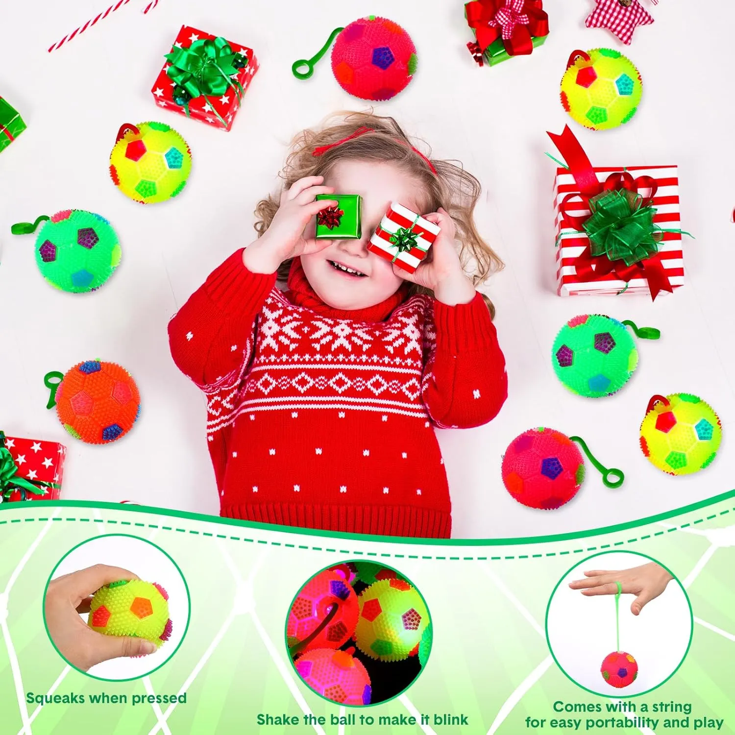 setup senior distance workday yew popularly Favor Valentine Gifts Autistic Pride Day(Soccer) Wettarn 24 Pcs 2.6 Inch Bouncy Light up Ball LED Flashing Spiky Sensory Stress Balls Fidget Sensory Glow Toys Carnival Prizes Bulk Party 