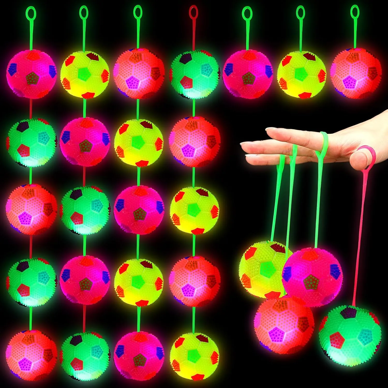 setup senior distance workday yew popularly Favor Valentine Gifts Autistic Pride Day(Soccer) Wettarn 24 Pcs 2.6 Inch Bouncy Light up Ball LED Flashing Spiky Sensory Stress Balls Fidget Sensory Glow Toys Carnival Prizes Bulk Party 