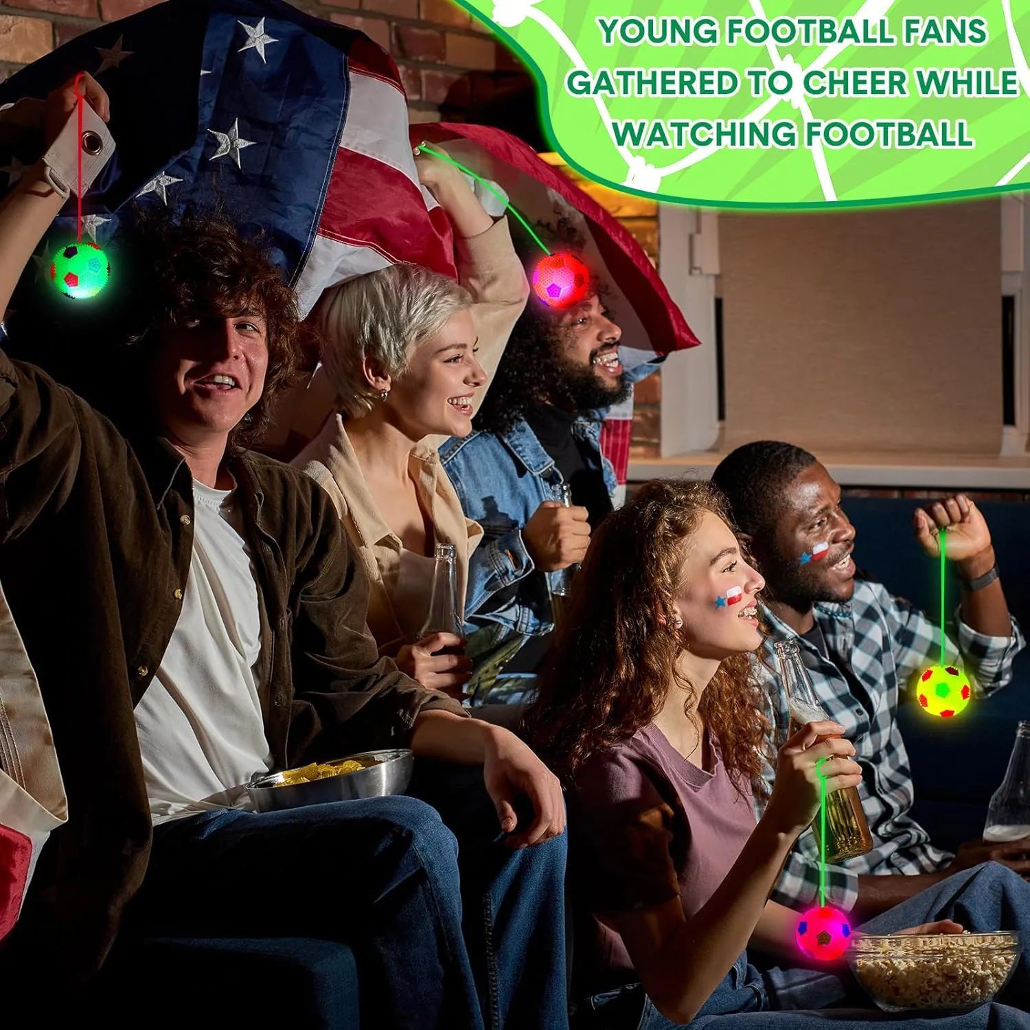 setup senior distance workday yew popularly Favor Valentine Gifts Autistic Pride Day(Soccer) Wettarn 24 Pcs 2.6 Inch Bouncy Light up Ball LED Flashing Spiky Sensory Stress Balls Fidget Sensory Glow Toys Carnival Prizes Bulk Party 