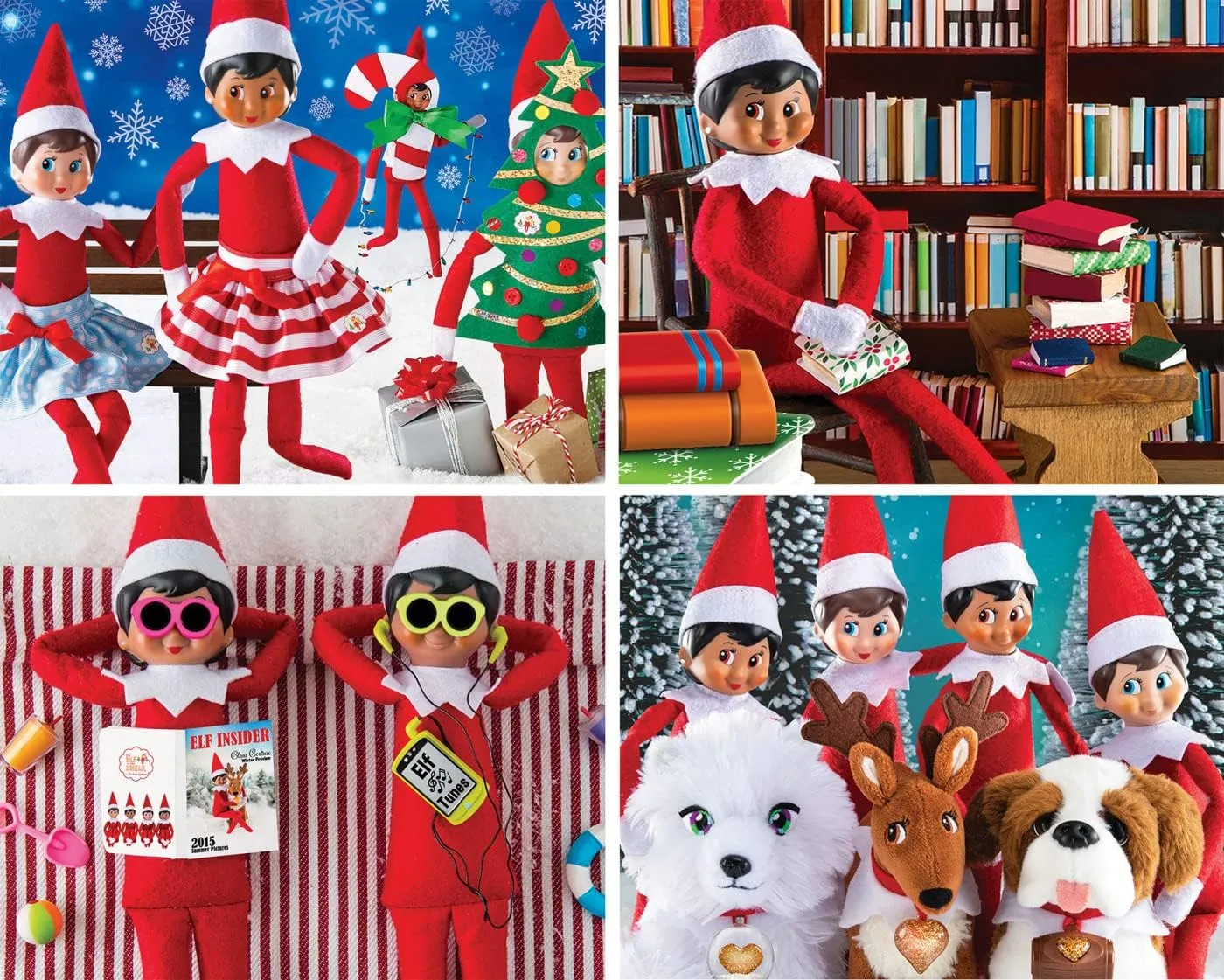 Shelf 4-Pack - 8"x10 MasterPieces Puzzle chest Set - 4-Pack 100 Piece Jigsaw Puzzle for Kids - Elf on the 