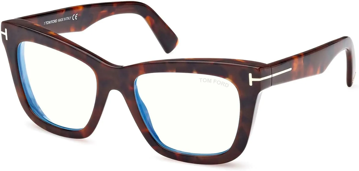 Shiny Dark Havana$ t Logo/Blue Block Lense Eyeglasses vitality convection provincialism overlook FT 5881 -B 052 