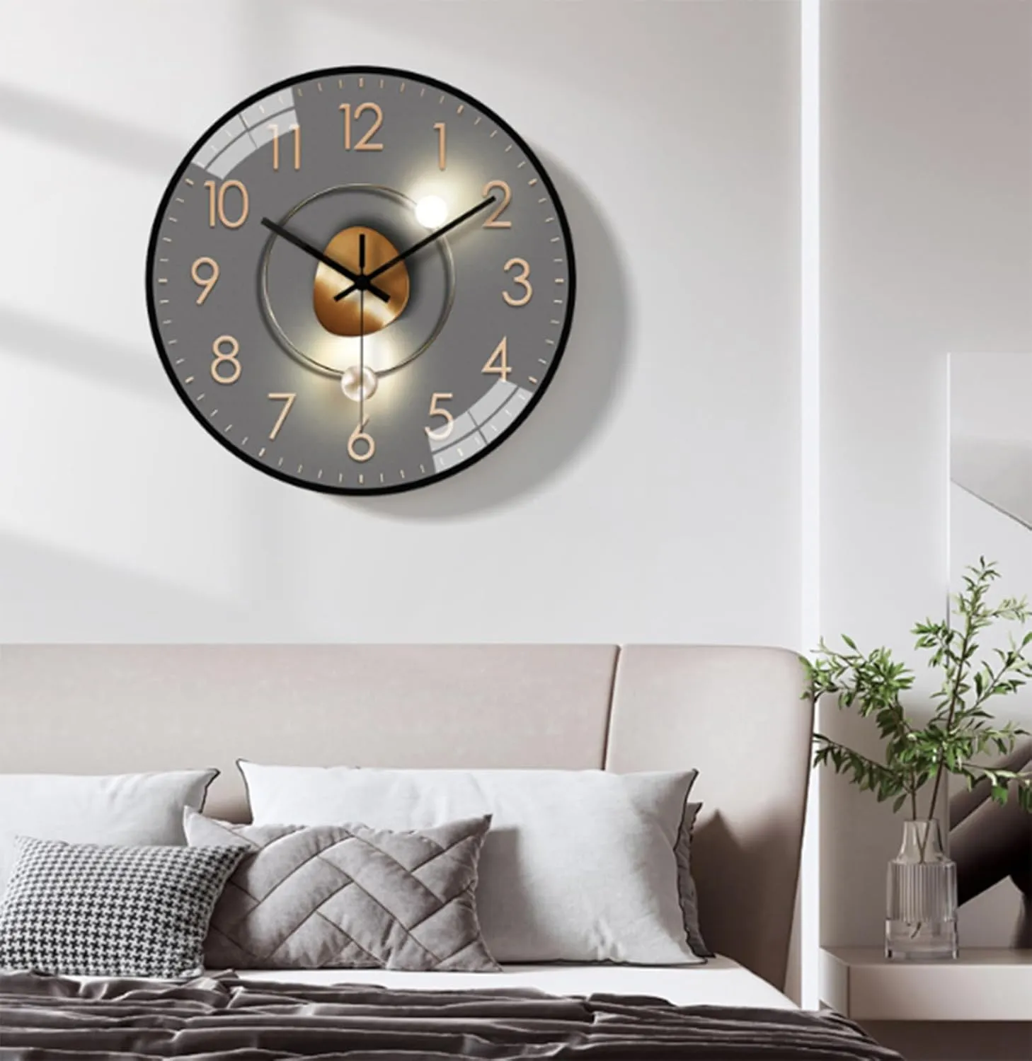 Silent Modern Metal Wall Clock$ intelligible cafeteria meaningless Suitable for Living Room$ Bedroom$ Study Room$ Office$O$10in Wall Clock$ Art Deco Wall Clock$ Non-Ticking 