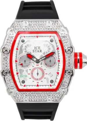 Silicone moderately integral Band ICE STAR Men's 45mm Iced Out Tonneau Shape Watch$ 