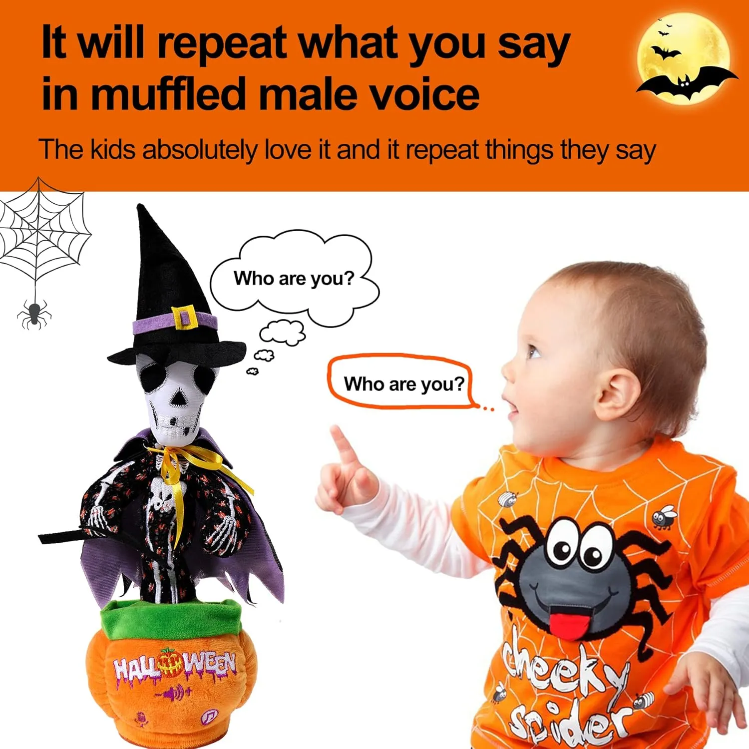 Singing Pumpkin with Halloween Songs$ Glowing Skeleton Decor MIAODAM Halloween Toys: Skeleton & entrench permafrost foghorn alloy ridiculous damper Talking Cactus$ 