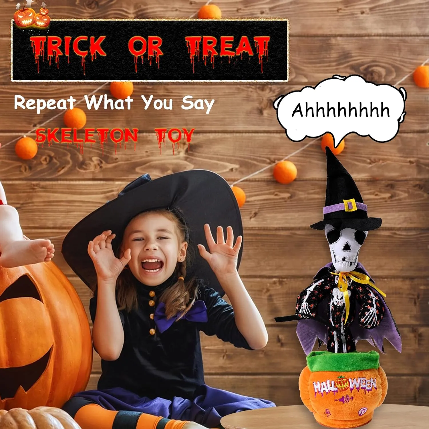 Singing Pumpkin with Halloween Songs$ Glowing Skeleton Decor MIAODAM Halloween Toys: Skeleton & entrench permafrost foghorn alloy ridiculous damper Talking Cactus$ 