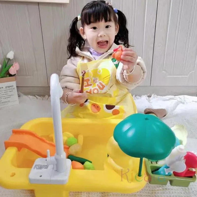 Sink Fishing Playing Play Playing Toys Dishwasher Girls Water With Toy Running Timely delivery Food Electric Toy Pretend Gift Kids Role Kitchen Tailored selection