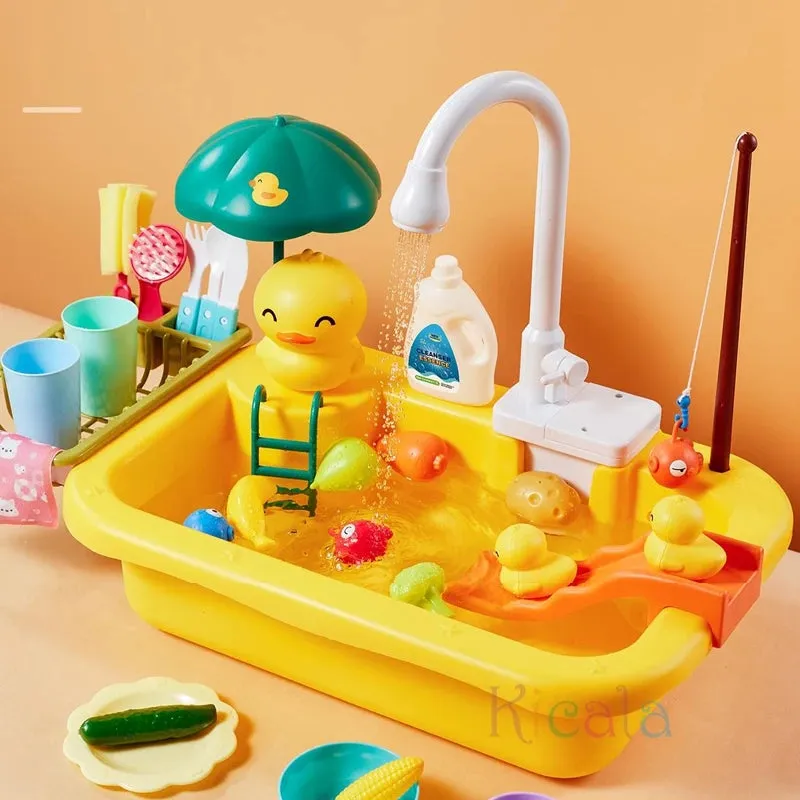 Sink Fishing Playing Play Playing Toys Dishwasher Girls Water With Toy Running Timely delivery Food Electric Toy Pretend Gift Kids Role Kitchen Tailored selection