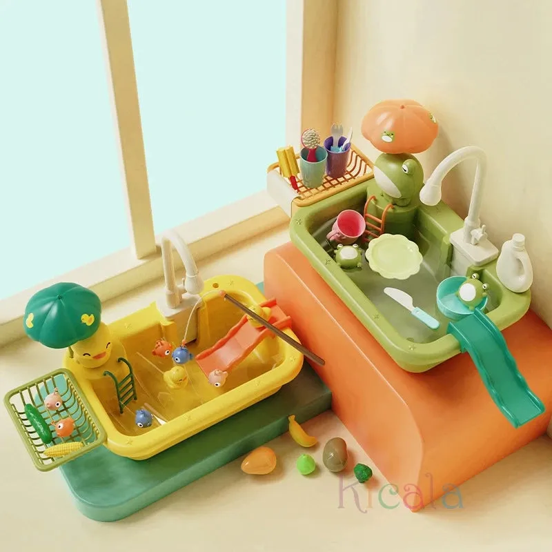 Sink Fishing Playing Play Playing Toys Dishwasher Girls Water With Toy Running Timely delivery Food Electric Toy Pretend Gift Kids Role Kitchen Tailored selection