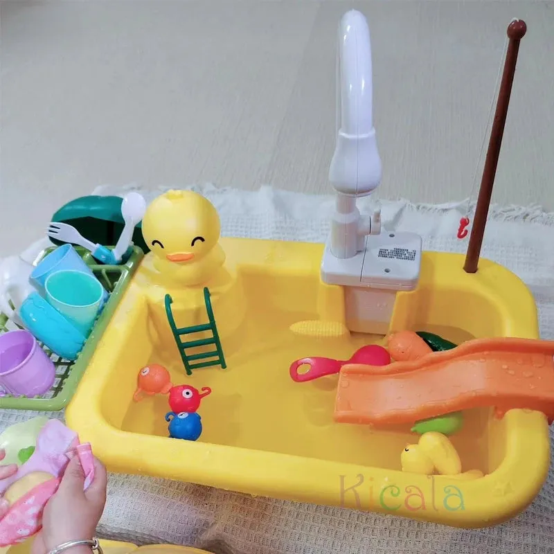 Sink Fishing Playing Play Playing Toys Dishwasher Girls Water With Toy Running Timely delivery Food Electric Toy Pretend Gift Kids Role Kitchen Tailored selection