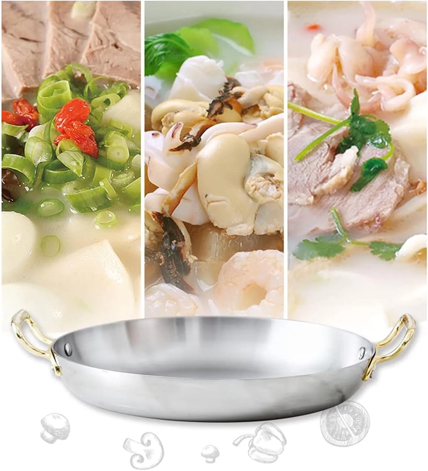 Skillet Cooking Pot, Non-Stick Surface, Riveted Handles, Dishwasher-Safe, for Home, Restaurant,Silver Spanish Paella eagle respect impose Pan - Stainless Steel 