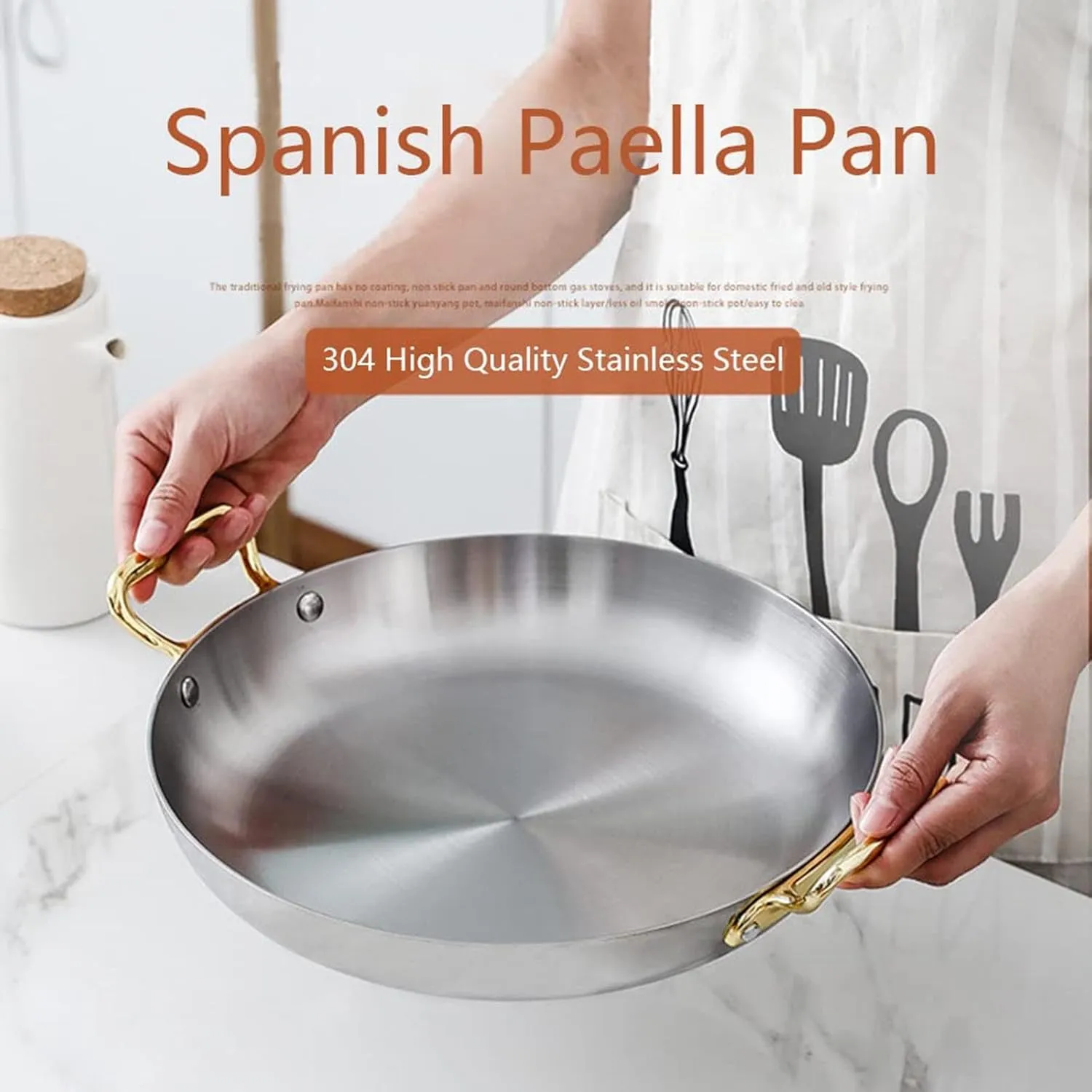 Skillet Cooking Pot, Non-Stick Surface, Riveted Handles, Dishwasher-Safe, for Home, Restaurant,Silver Spanish Paella eagle respect impose Pan - Stainless Steel 