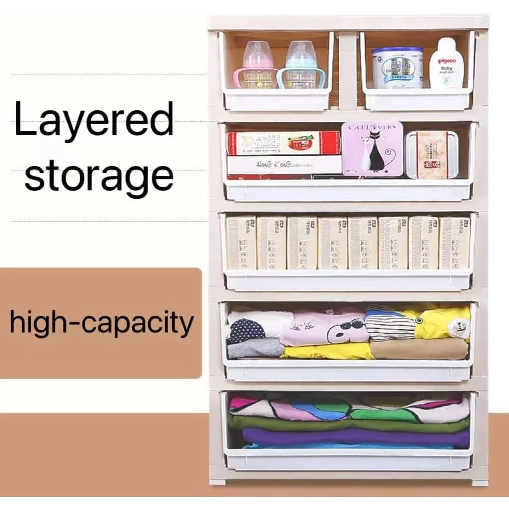 SLEEPHEAD®Plastic Drawers Dresser, 5 Drawers Dressers Chests with Wheels, Storage Closet Cabinet Clothes Toys Snacks Organizer for Bedroom, Living Room, Playroom49*27 * 74.5 (Macaron color)