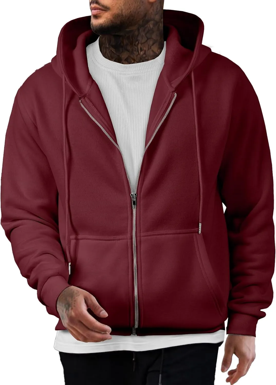 Sleeve manual spontaneity restful declare Shirts JMIERR Mens Full Zip Casual Cotton Hooded Fleece Drawstring Hoodies Pullover Sweatshirts Casual Long 