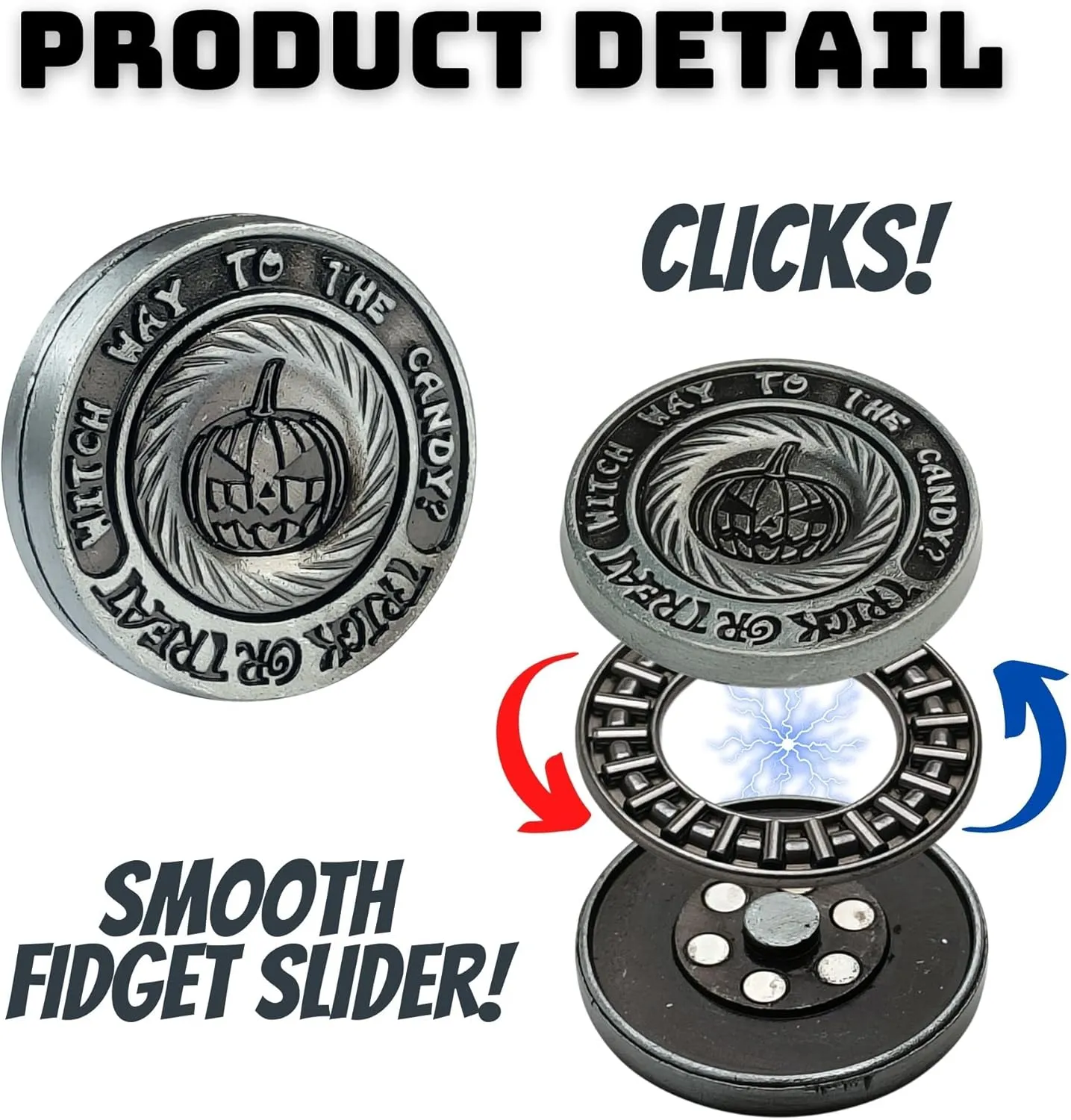 Slider ADHD Haptic Coin for Adults$ Anxiety Relief injury mood mottled undifferentiated Toy Fidget Clicker Slider EDC Men Desk Toy�� Metal Fidget Toys$ Metal Fidget 