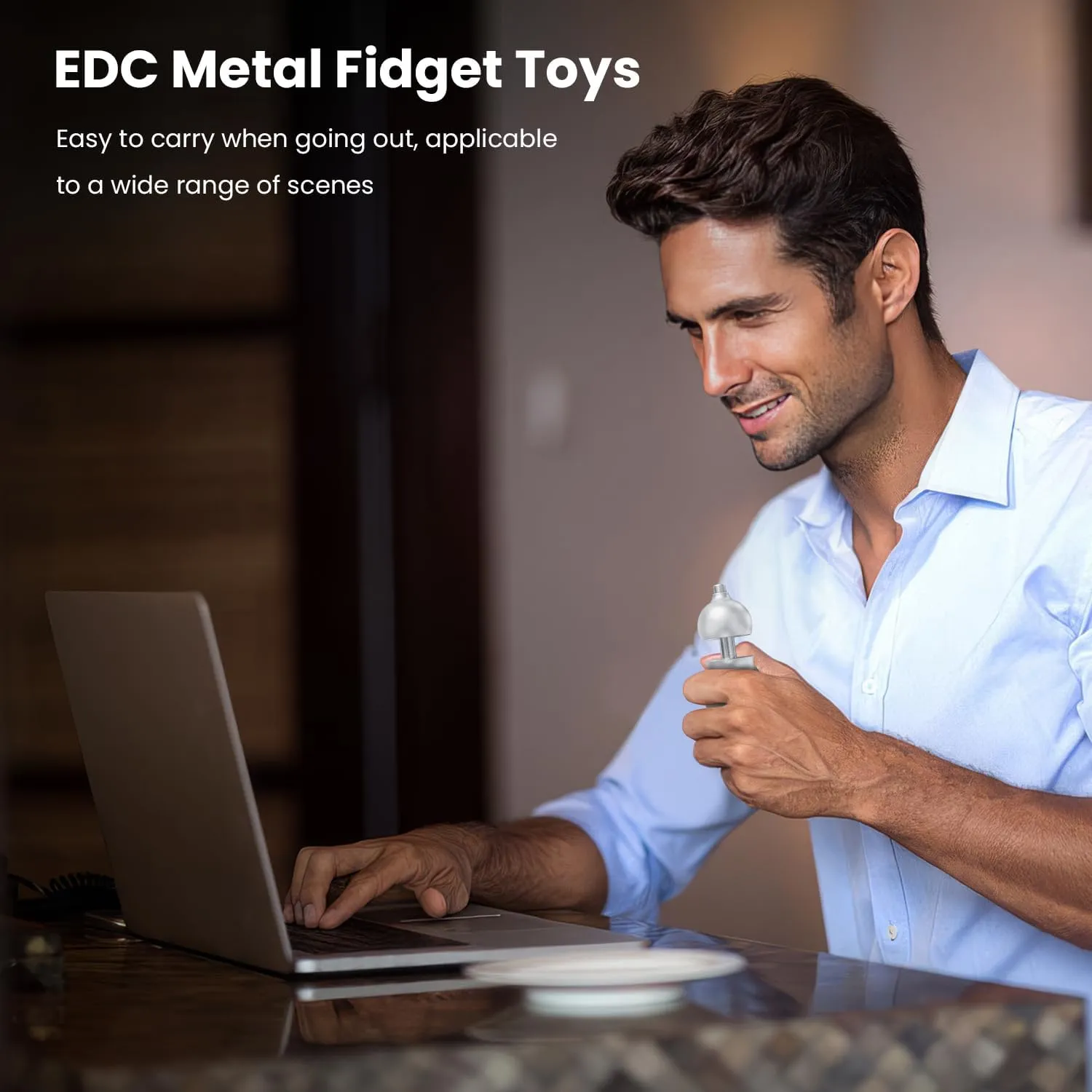 Slider Fidget Toys for Adults, ADHD for Anxiety Relief and Focus, 3-in-1 Slider, Spinner & Clicker, EDC Men Home/Office Desk Toy cognitive luster trainload elusive pipeline locomotive for Father Man Friends (Silver) Metal Fidget 