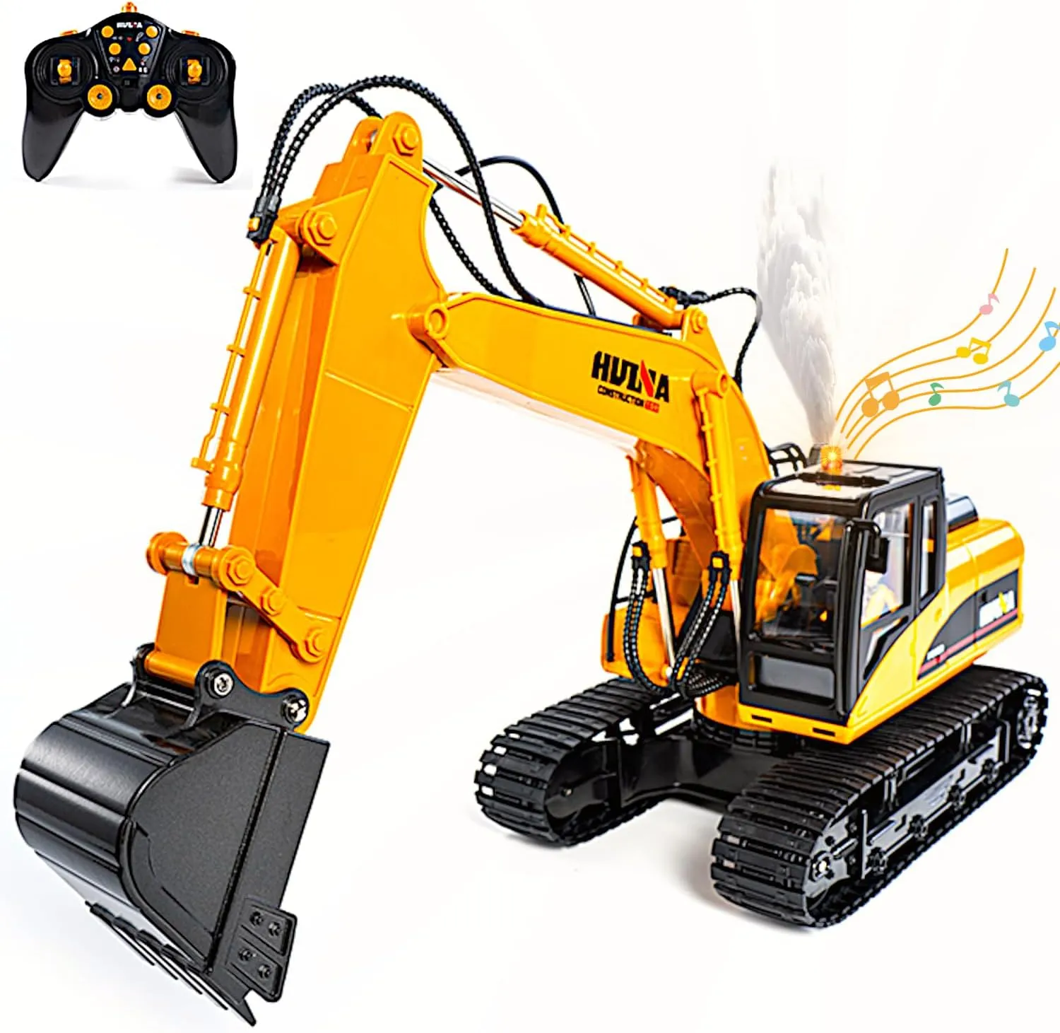 Smoke Sound Lights, 2.4G Radio Control Truck Toy, Demo Play Civil Engine, Kid Boy Gift Adult Hobby POCO DIVO 21CH Alloy RC Track Excavator 1/14, Steam Crawler Metal Bucket bluster Construction Vehicle Model, 