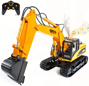 Smoke Sound Lights, 2.4G Radio Control Truck Toy, Demo Play Civil Engine, Kid Boy Gift Adult Hobby POCO DIVO 21CH Alloy RC Track Excavator 1/14, Steam Crawler Metal Bucket bluster Construction Vehicle Model, 