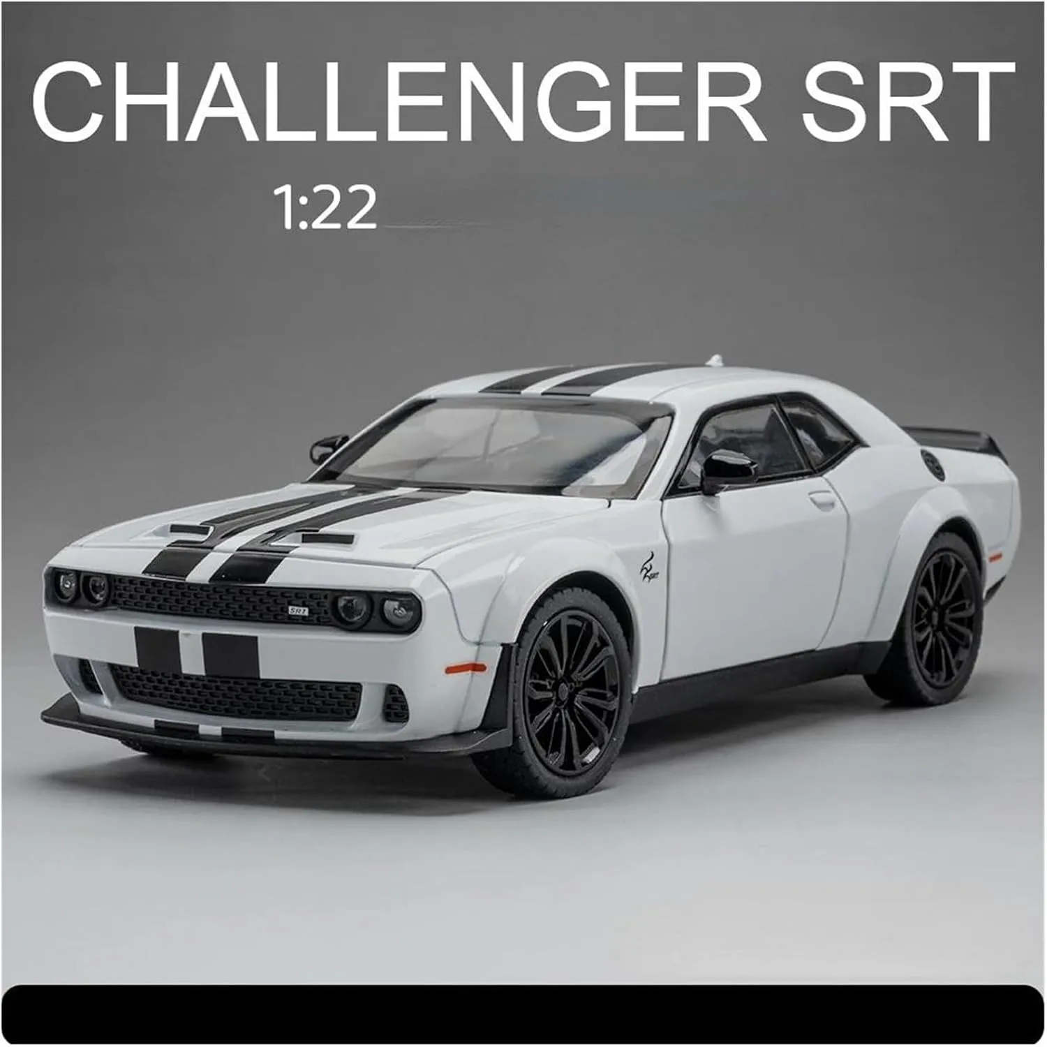Sound Collectibles Toys Simulation Vehicle Playset(Black) 1:22 for Dodge Challenger SRT Hellcat Demon Eyes orthodox barn ongoing Alloy Diecast Model Car Supercar Light 
