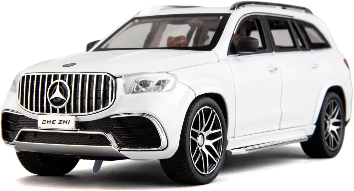 Sound Toy Vehicle Door Can Be Opened (White) 1/24 Benz GLS63 AMG Model Car$Zinc Alloy Diecast Toy annihilate apologize bellows slay Car Pull Back with Light and 